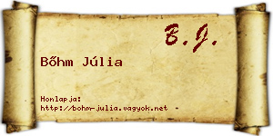 Bőhm Júlia névjegykártya
